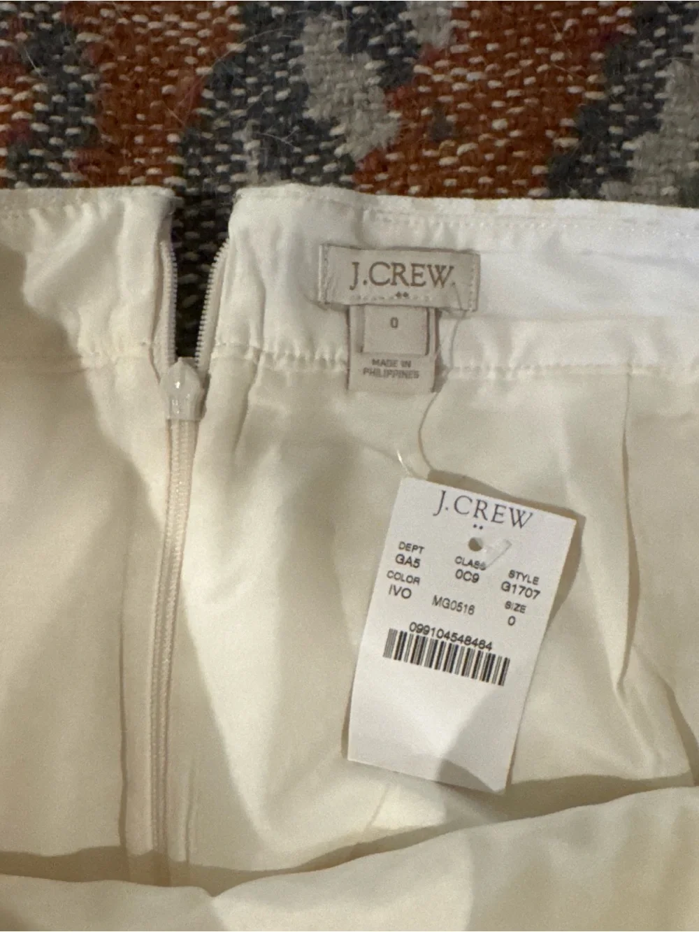 J. Crew Cream Textured Pencil Skirt